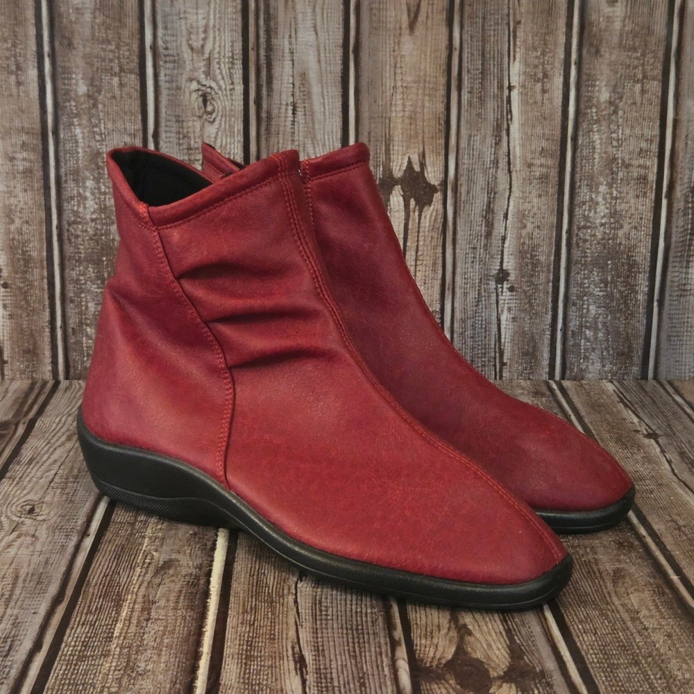 Sz 41 / 9.5-10 Arcopedico L19 Cherry Red Scrunch Vegan Lytech Boots VGUC